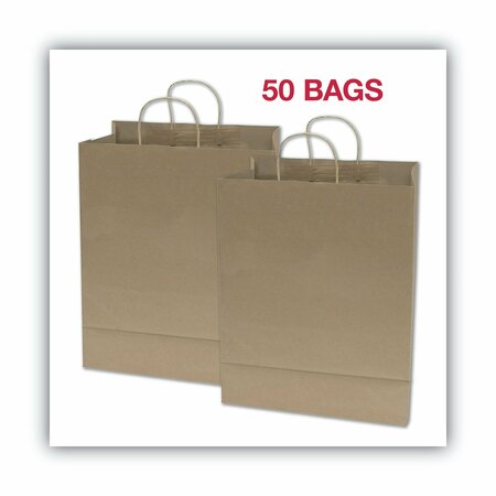 Cosco Shopping Bag, Brown, Paper, L, 12X17, PK50 091566